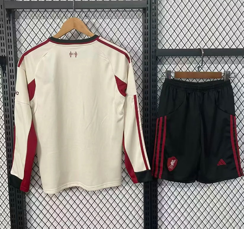 25-26 LIV away  Kids long sleeves Soccer Jersey