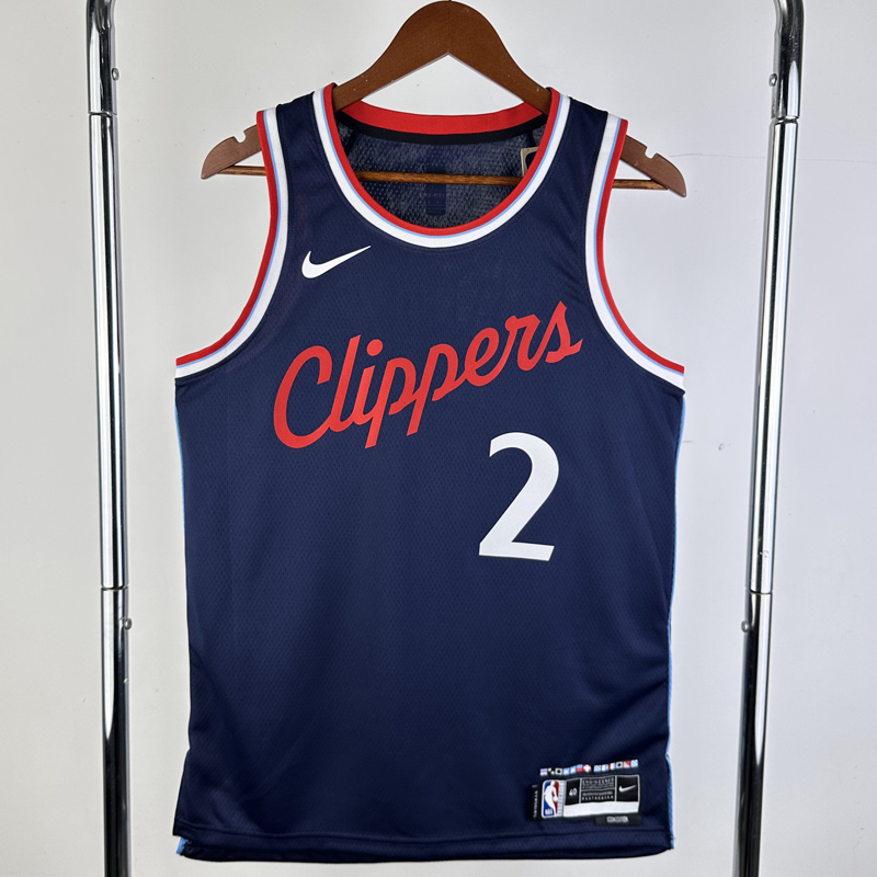 24-25 Clippers LEONARD #2 Navy Blue Away Top Quality Hot Pressing NBA Jersey