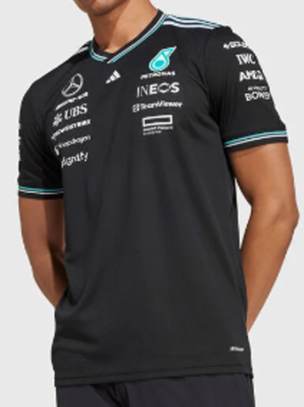 2025 F1 Mercedes Black T-Shirts Racing Suit(圆领)
