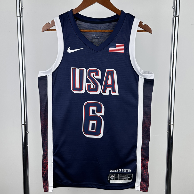 2024 Olympic Game USA JAMES # 6 Dark Blue Basketball Jersey