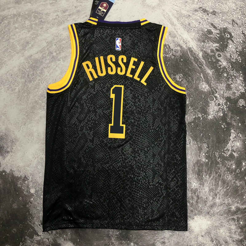 LAKERS RUSSELL #1 Black Top Quality Hot Pressin...