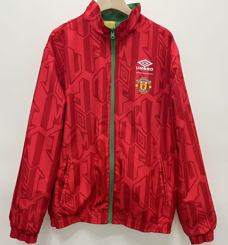 24-25 Man Utd Green Yellow Retro Double Sided Windbreaker (双面风衣)