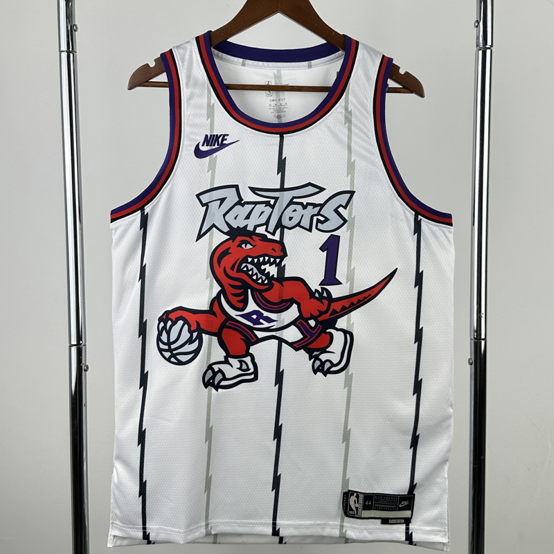25-26 Raptors McGRADY #1 White Retro Top Quality Hot Pressing NBA Jersey