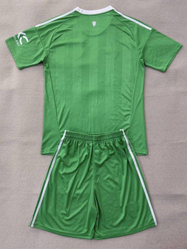 25-26 Man Utd Green GoalKeeper Kids Soccer Jersey