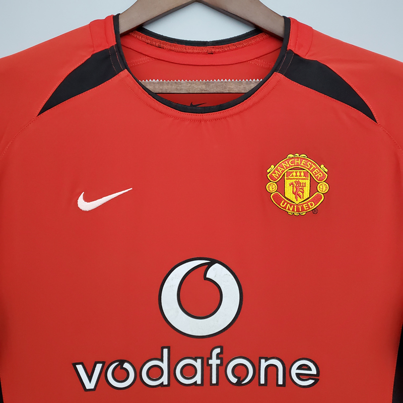 2002-2004 Man Utd Home Long Sleeve Retro Soccer...