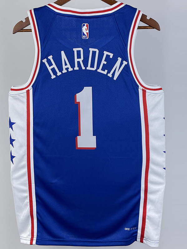 22-23 76ERS HARDEN #1 Blue Top Quality Hot Pres...