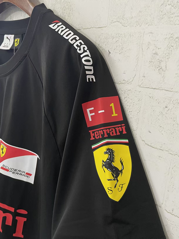 25-26 F1 Ferrari Black Casual T-Shirts Racing Suit (圆领)