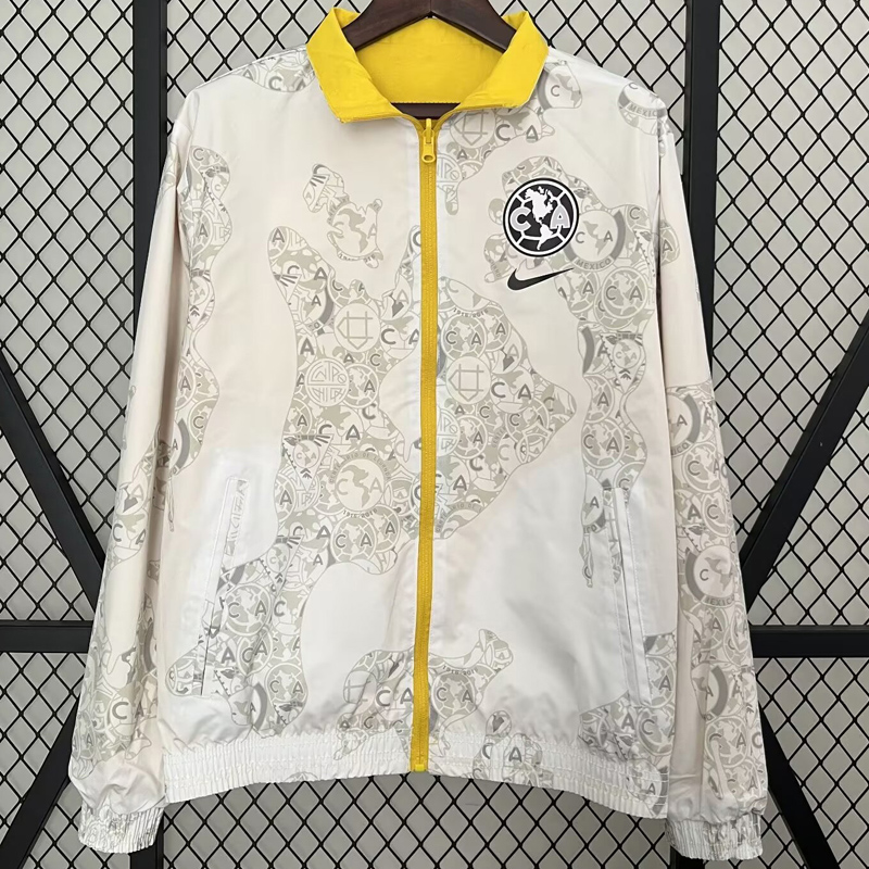 24-25 Club America Yellow & khaki Double Sided Windbreaker (双面风衣)